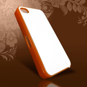 Чехол IPhone 5/5S пластик оранженый с металлической вставкой 